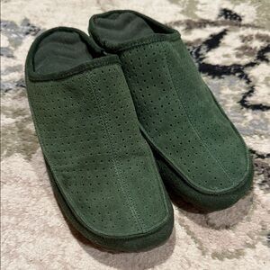 Vintage! Green Suede hi-heel clogs